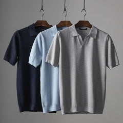 Men's Knitted Casual Polo Shirt