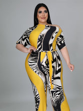 Animal fur pattern jumpsuit