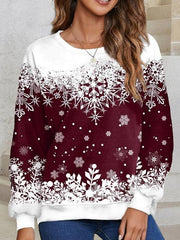 Women Xmas Snowflake Print Pullover