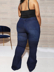 Women Plus Size Denim Flare Legs Street Jeans