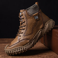 Men Retro Microfiber Leather Non Slip Casual Ankle Boots