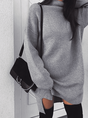 Turtleneck Slit Sweater