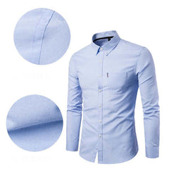 Men's Slim Fitting Solid Color Long Sleeved Shirt
