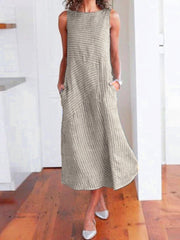 Women's Simple Striped Sleeveless Dress