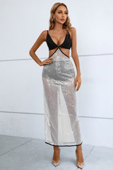 Charlene Deep V-neckline Sheer Bandage Dress