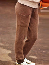 Plain Draw String Pockets Plus Size Casual Pants