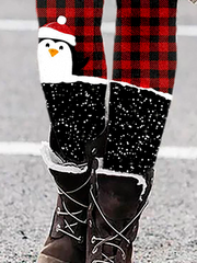 Plus size Christmas Printed Skinny Casual Pants