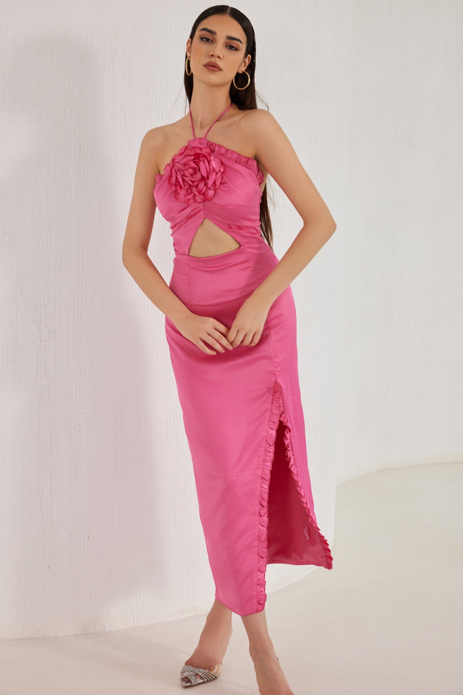 Callie Peony Ruffles Dress - Pink