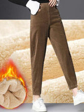 Plus velvet corduroy trousers thickened warm velvet loose pants women's pants