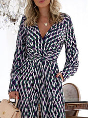 Printed waist Slim v neck jumpsuit for women