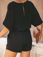 Plus-size chiffon Elegant Plain tie waist jumpsuits