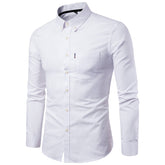 Men's Slim Fitting Solid Color Long Sleeved Shirt