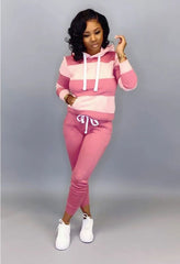 Spliced Color Sports And Leisure Sweater Two-piece Suit
