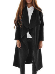 Plain Asymmetrical Hems Brilliant Lapel Trench Coats