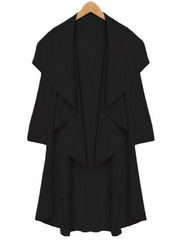 Plain Asymmetrical Hems Brilliant Lapel Trench Coats