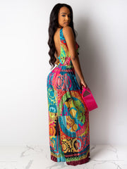 Sexy Plus Size Printed Camisole Jumpsuit