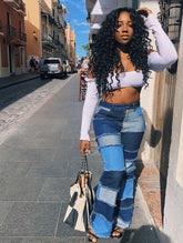 Color Block Stitching Jeans