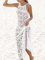 Pretty Hollow Crochet Backless Cover-Up Top