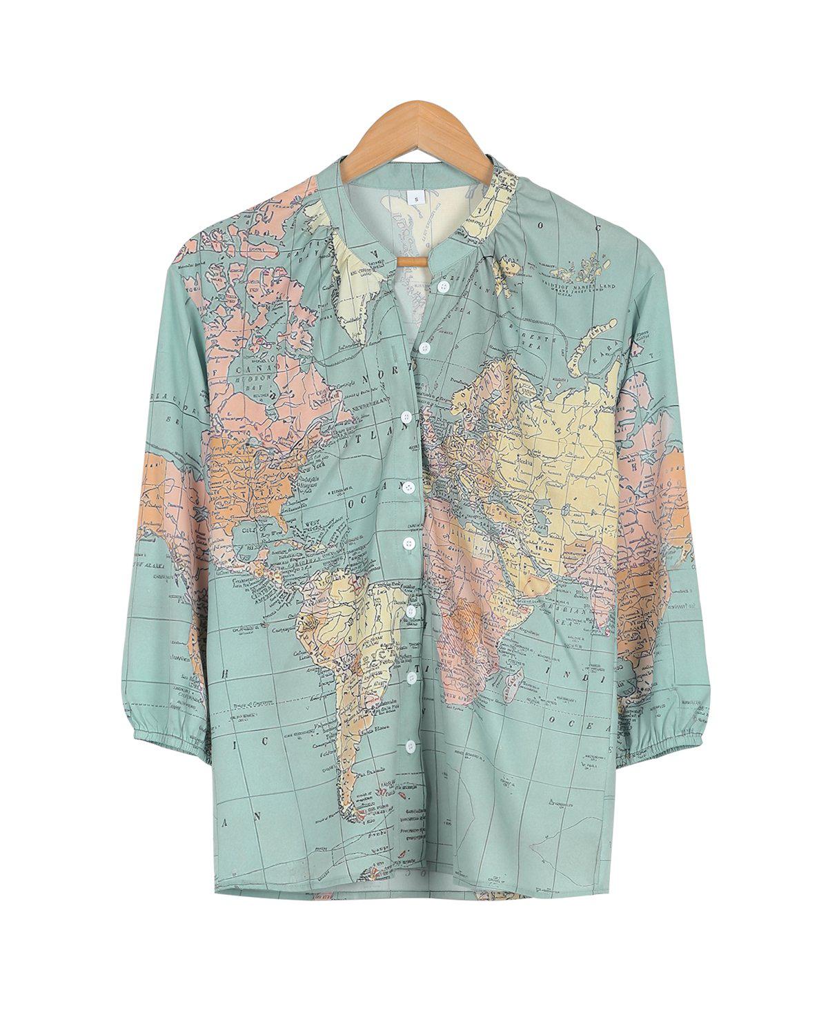 How Worldly Globe Print Shirt