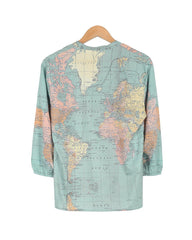How Worldly Globe Print Shirt