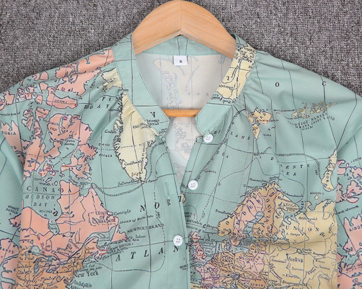 How Worldly Globe Print Shirt
