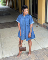 Casual Buttoned Denim Dress