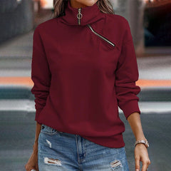 Women Casual Sweatshirt Long Sleeve 1/4 Zipper Collar
