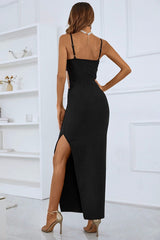Bexley Asymmetric Black Maxi Bandage Dress