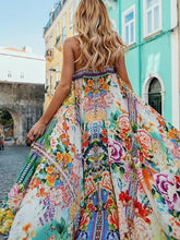 Polychrome Spaghetti Strap Print Detail Dress Vacation Dress