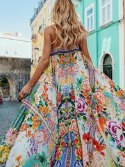 Polychrome Spaghetti Strap Print Detail Dress Vacation Dress