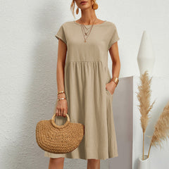 Casual Cotton Round Neck Dress