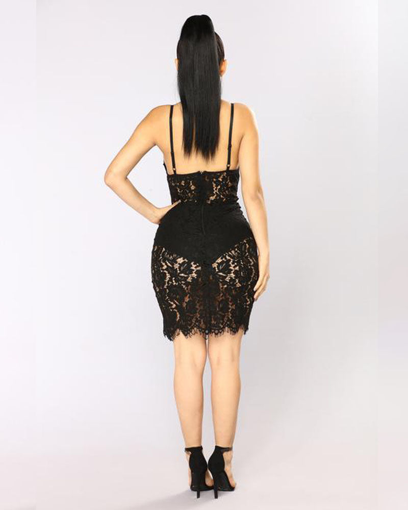 Lace All Over Bodycon Dress