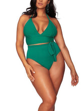 Women Plus Size Solid Color Two Piece Swimsuit