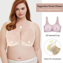 Plus Size Front Closure Extra-Elastic Breathable Front Bra