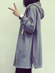 Patch Pocket Zips Plain Long Sleeve Hoodies