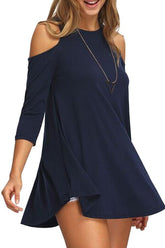 Open Shoulder Cutout Plain Blouses