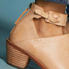 Plain Chunky High Heeled Point Toe Outdoor High Heels Boots