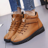 Plain Flat Criss Cross Round Toe Outdoor Ankle Boots