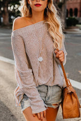 One Shoulder Loose Fitting Plain Sweaters