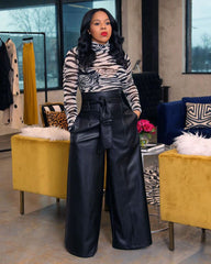 High Waist Black Leather Pants