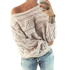 One Shoulder Batwing Sleeve Sweaters