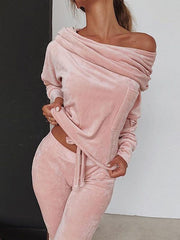 Plain off shoulder long sleeve chic women suits