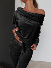 Plain off shoulder long sleeve chic women suits