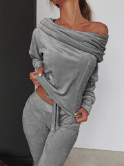 Plain off shoulder long sleeve chic women suits