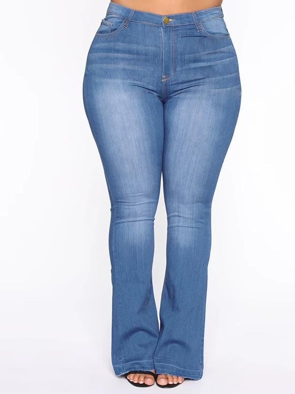 Women Plus Size Skinny Flare Denim Jeans
