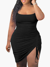 Women Plus Size Solid Colour Sleeveless Elegant Mini Dress