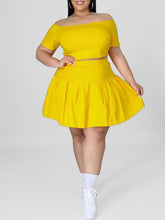 Women Plus Size Solid Color Short Sleeve Elegant Dress Sets