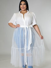 Solid Mesh Shirt Dress