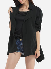 Pockets Decorative Buttons Collarless Dacron Plain Trench Coats