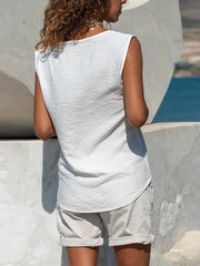 Pure Color Casual Loose Sleeveless Square Neck Top Vests